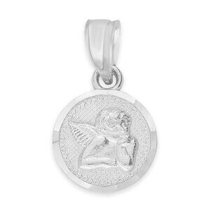 925 Sterling Silver Dainty Angel Medal Necklace for Women